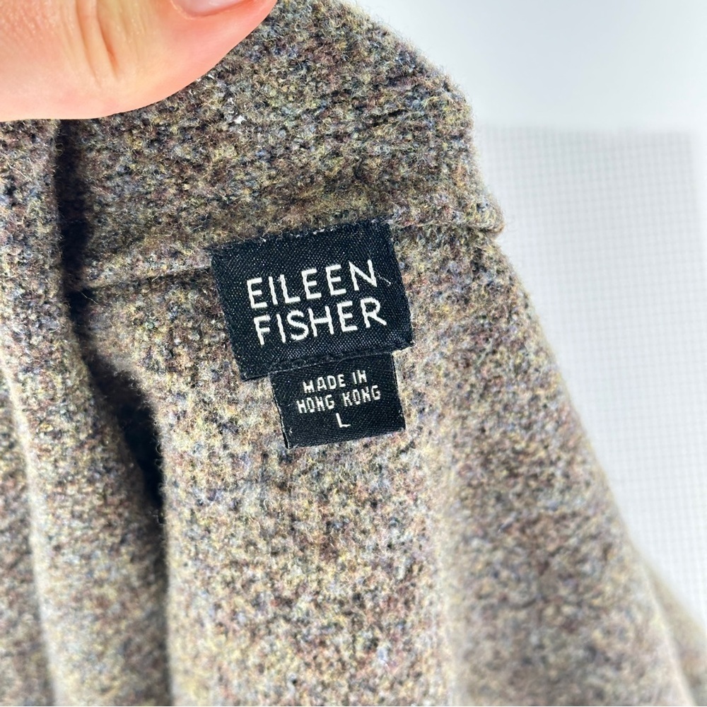 Eileen Fisher wool cardigan open front minimalist brown L - Picture 6 of 8